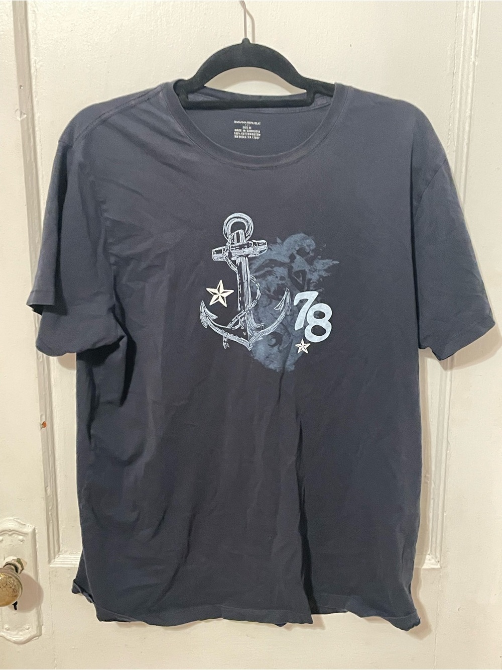 Banana Republic Navy Anchor Graphic Short Sleeve Tee